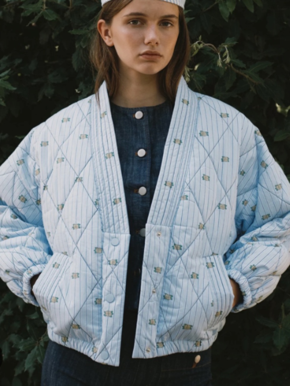 The Tiny Big Sister sz 36 oversized quilted cotton jacket floral mini flowers - Picture 3 of 7